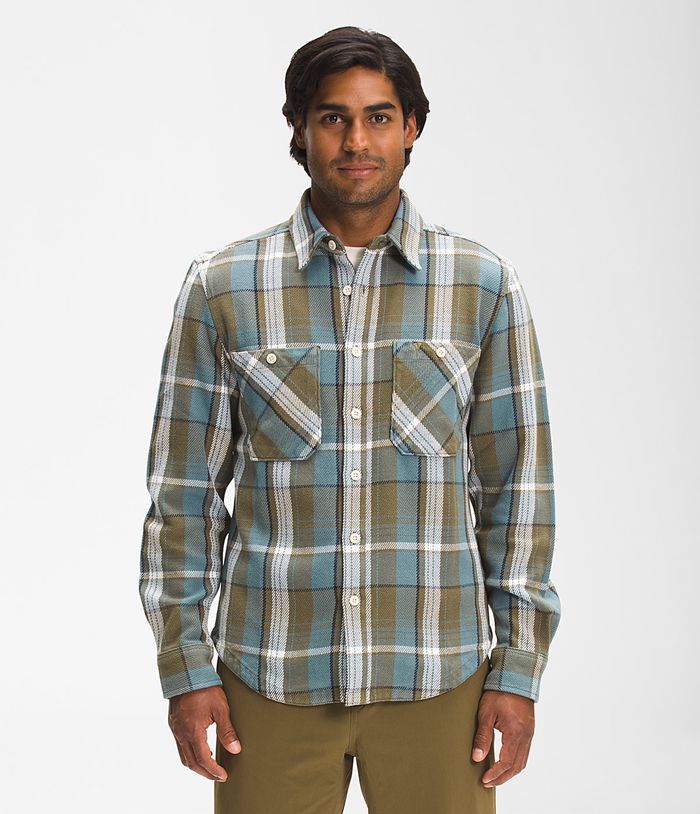 Camisa The North Face Hombre Valley Twill Flannel Azules - Peru 53921OMYD